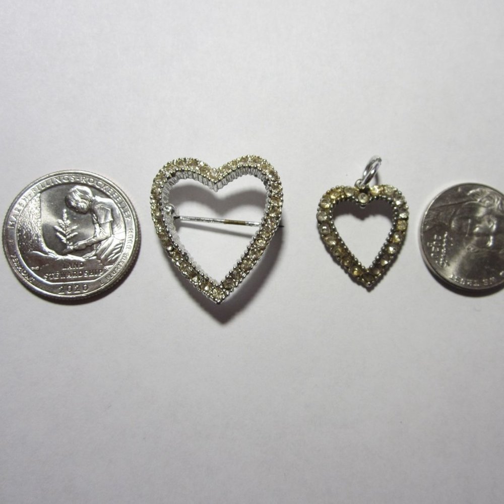 VINTAGE Rhinestone  Heart Booch & pendant